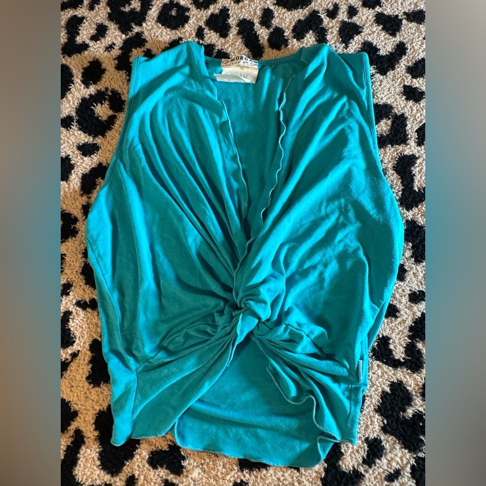 Elegant Teal Twist-Front Crop Top
